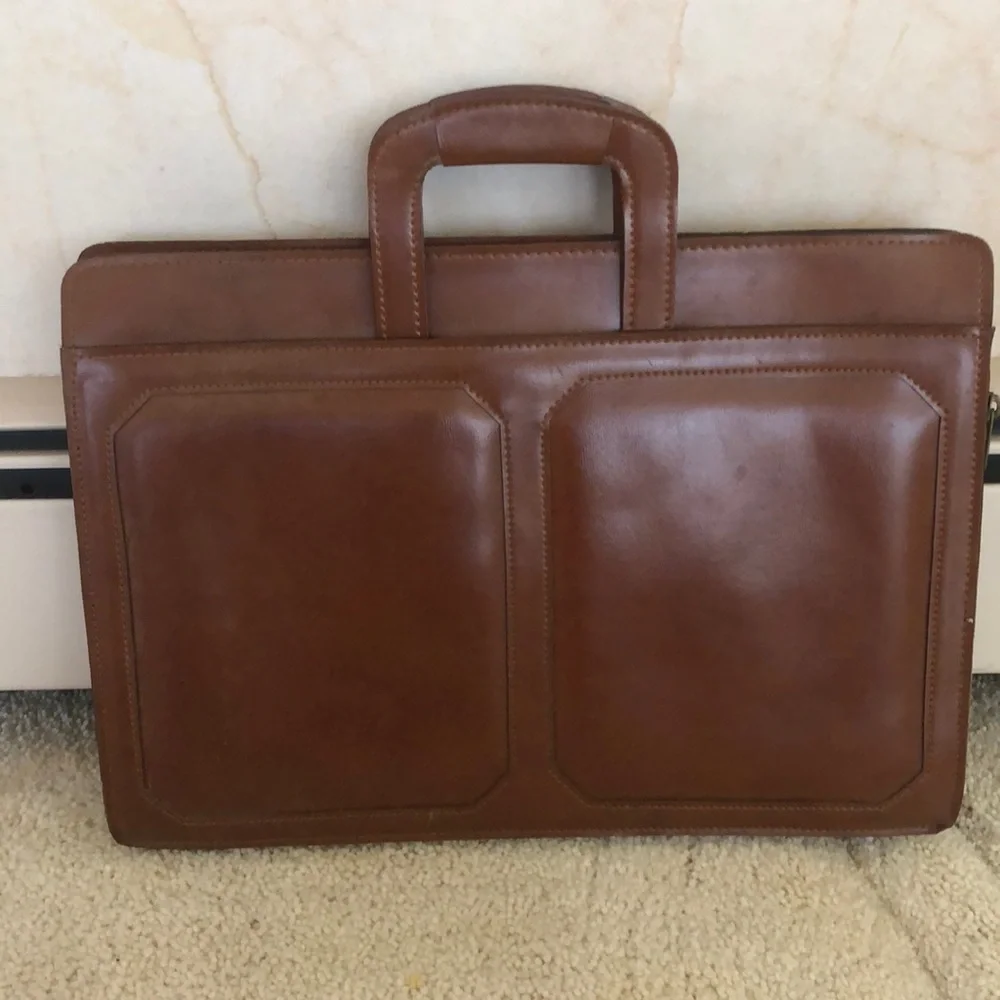 genuine brown leather briefcase